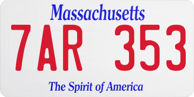 MA license plate 7AR353