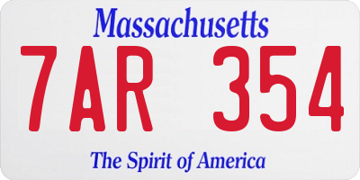 MA license plate 7AR354