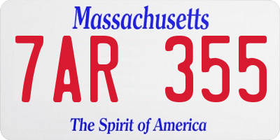 MA license plate 7AR355