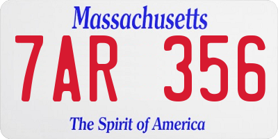 MA license plate 7AR356