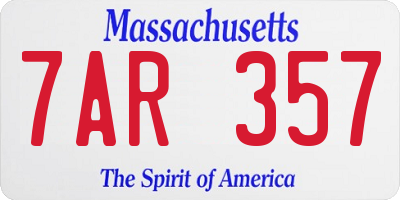 MA license plate 7AR357