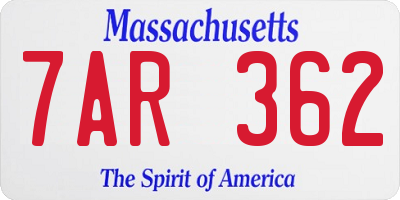 MA license plate 7AR362