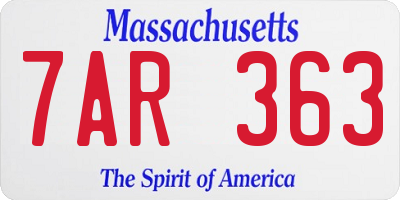 MA license plate 7AR363