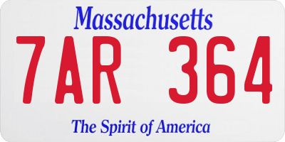 MA license plate 7AR364