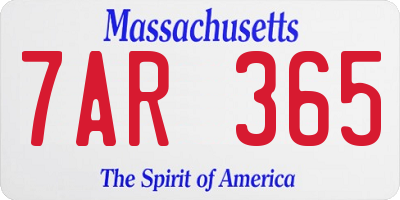MA license plate 7AR365