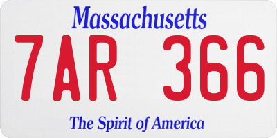 MA license plate 7AR366