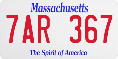 MA license plate 7AR367