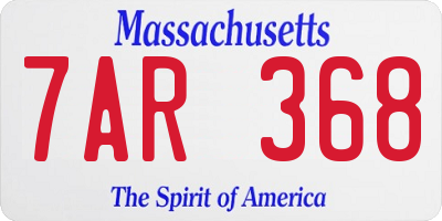 MA license plate 7AR368