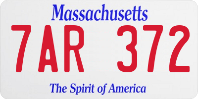 MA license plate 7AR372