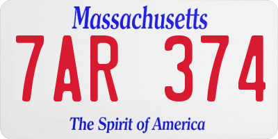 MA license plate 7AR374