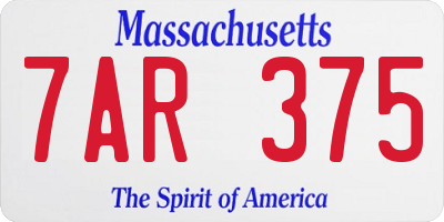 MA license plate 7AR375