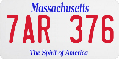 MA license plate 7AR376