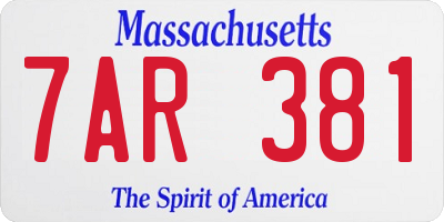 MA license plate 7AR381