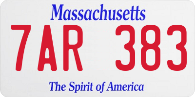 MA license plate 7AR383