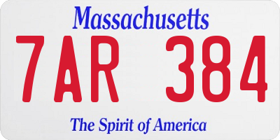 MA license plate 7AR384