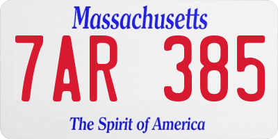 MA license plate 7AR385