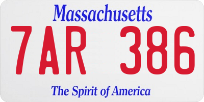 MA license plate 7AR386
