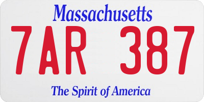 MA license plate 7AR387