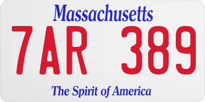 MA license plate 7AR389