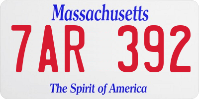 MA license plate 7AR392