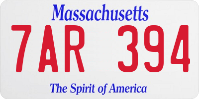 MA license plate 7AR394