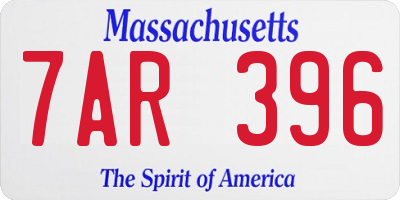 MA license plate 7AR396