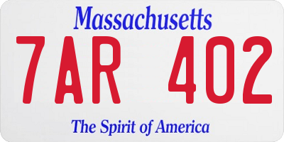MA license plate 7AR402