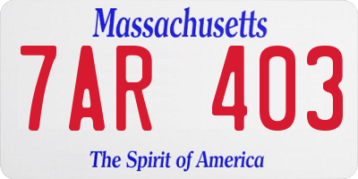 MA license plate 7AR403