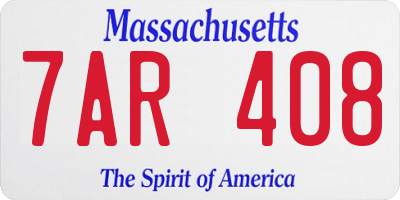 MA license plate 7AR408