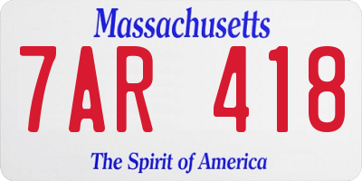 MA license plate 7AR418