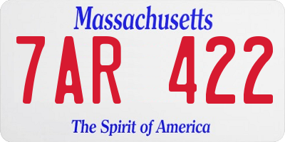MA license plate 7AR422