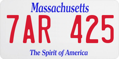 MA license plate 7AR425