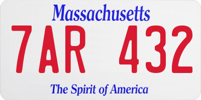 MA license plate 7AR432