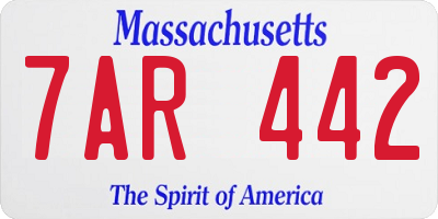 MA license plate 7AR442