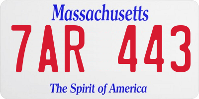 MA license plate 7AR443