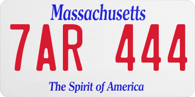 MA license plate 7AR444