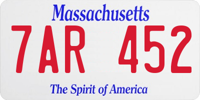 MA license plate 7AR452