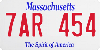 MA license plate 7AR454