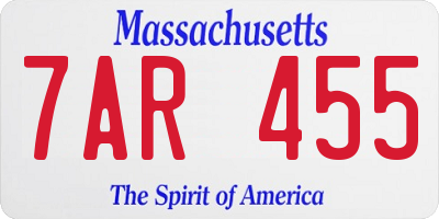 MA license plate 7AR455