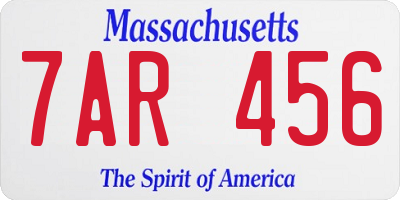 MA license plate 7AR456