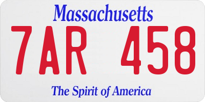 MA license plate 7AR458