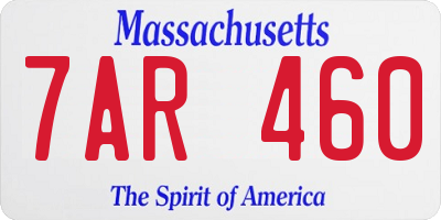 MA license plate 7AR460