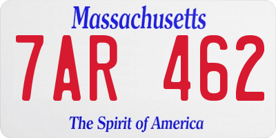 MA license plate 7AR462