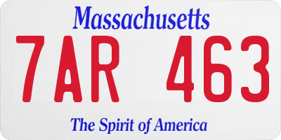 MA license plate 7AR463