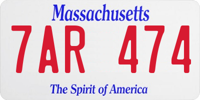 MA license plate 7AR474