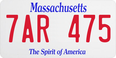 MA license plate 7AR475
