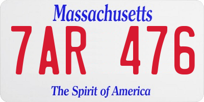 MA license plate 7AR476