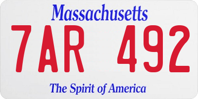 MA license plate 7AR492
