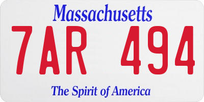 MA license plate 7AR494