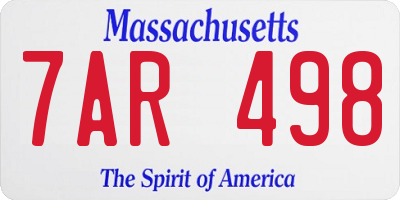 MA license plate 7AR498